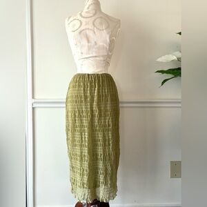 Y2K Sage Green Ruffle Midi Skirt